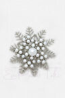 Gümüş Renk İncili Kar Tanesi Broş
