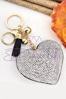 Gümüş Renk Taşlı Kalp Anahtarlık Ve Çanta Süsü