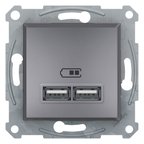 Schneider Asfora USB Prizi  2.1A Çelik EPH2700262