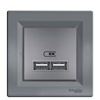 Schneider Asfora Plus Çelik USB Şarj Prizi 2.1A Type A Çerçeveli - EPH2700262