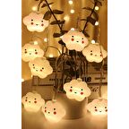 Beyaz Bulut Dekoratif 10lu Şerit Led Işık Zinciri Parti Süslemeleri Çocuk Odası Süsleme Led