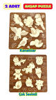 Çocuk Puzzle (Yapboz) Birinci Sınıf Ahşap 2 Parça Eğitici Öğretici Eğlenceli Set