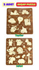 Çocuk Puzzle (Yapboz) Birinci Sınıf Ahşap 2 Parça Eğitici Öğretici Eğlenceli Set