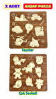Çocuk Puzzle (Yapboz) Birinci Sınıf Ahşap 2 Parça Eğitici Öğretici Eğlenceli Set