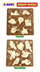 Çocuk Puzzle (Yapboz) Birinci Sınıf Ahşap 2 Parça Eğitici Öğretici Eğlenceli Set