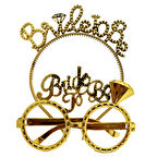 Bride To Be Taç ve Gözlük Seti Altın Renk