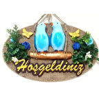 Mavi Kuşlu Hoşgeldiniz Yazılı Kapı Süsü