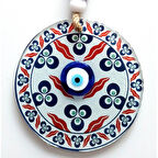 Üç Damla Desenli Nazar Boncuklu Füzyon Cam Duvar Süsü