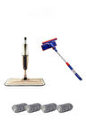 Sprey Mop 4 Yedekli Ve Teleskopik Mikrofiber Cam Sılme Aparatı