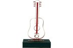Obje Gitar Ahşap Standlı Biblo Dekoratif Ev Ofis Hediyelik
