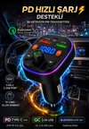  IŞIKLI BLUETOOTH MP3 ÇALAR ARAÇ CİHAZI FM TRANSMİTTER ARAÇ KİTİ HIZLI SARJ CİHAZI TY-738 RGB