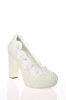 Kadın Beyaz Sedef Inci Taş Işlemeli Gelin Ayakkabı Kadın Topuklu Abiye Ayakkabı Şık Gece Ayakkabısı