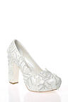Kadın Beyaz Sedef Inci Taş Işlemeli Gelin Ayakkabı Kadın Topuklu Abiye Ayakkabı Şık Gece Ayakkabısı