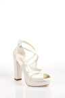 Kadın Beyaz Abiye Ayakkabı Kadın Topuklu Şık Gece Ayakkabısı Zarif Tasarım Yüksek Topuk