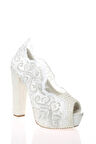 Kadın Beyaz Sedef Inci Taş Işlemeli Gelin Ayakkabı Kadın Topuklu Abiye Ayakkabı Şık Gece Ayakkabısı