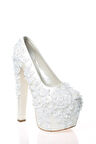 Kadın Beyaz Sedef Inci Taş Işlemeli Gelin Ayakkabı Kadın Topuklu Abiye Ayakkabı Şık Gece Ayakkabısı
