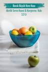 Akrilik Barok Aquamarin Büyük Kare Meyve & Salata Kasesi & Karıştırma Kabı / 3,3 Lt (CAM DEĞİLDİR)
