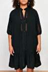Moda Oversize Plaj Günlük Poplin Dokuma V Yaka Truvakar Kol Kol Shift Mini Boy Büyük Beden Elbise