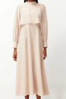 Moda Regular Casual Günlük Terryviskon Dokuma Dik Yaka Uzun Kol A-Line Maxi Boy Tesettür Elbise