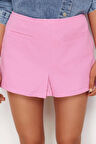 Moda Denim Yüksek Bel Boru Paça Gündelik Pembe Cep Detaylı Yüksek Bel Denim Şort