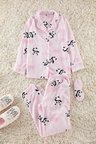 Tarz Rahat Uzun Kollu Boru Paça Panda Desenli Uyku Bantlı Polar Kışlık Örme Pijama Takımı