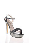 Kadın Platin Ayna Double Taş Abiye Ayakkabı Kadın Topuklu Şık Gece Ayakkabısı Zarif Tasarım