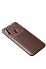 Samsung Galaxy A11 Kılıf Auto Focus Karbon Kapak - Kahverengi