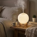 ErturkStore 3D Ay Tasarımlı Hava Nemlendirici Gece Lambası Dokunmatik 3 Renk Işık 13 Cm