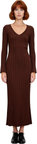 Kadın Fashion Forward Bodycon Uzun Kollu V Yaka Maxi Triko Elbise Gündüz Ve Gece Şıklığı Kaliteli