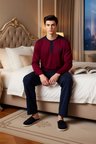 Erkek Çizgili Henley Yaka Örme Pijama Takımı Fonksiyonel Dayanıklı Kaliteli Konforlu Rahat