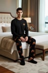 Ayıcık Baskılı Uzun Kollu Pijama Takımı Erkek Fonksiyonel Dayanıklı Kaliteli Konforlu Spor