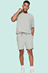 Erkek Rahat Kesim Şort; Polyester Elastan Dokulu Ottoman Kumaş Normal Bel Kısa Boy Günlük Kullanım