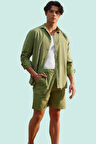 Erkek Yazlık Kısa Şort Pamuk Dokuma Kumaş Rahat Loose Fit Günlük Kullanım İçin Özel Günler