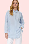 Kadın Uzun Kollu İncili Detaylı Gömlek Basic Kalıp Günlük Ve İş Yaz Aylarının Vazgeçilmezi