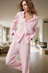 100% Viskoz Kadın Pijama Takımı Rahat Şık Fırfırlı Detaylarla Ve Konforlu Kesim