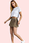 Kadın Kısa Boy Finike Dokuma Piliseli Şort Etek Rahat Günlük Hafta Sonu Yaz Aylarının Vazgeçilmezi