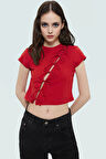 Yazlık Kadın Crop Bluz Fiyonk Detaylı Pamuklu Dayanıklı Malzeme