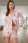 Ev Giyim Saten Pijama Takımı 2 Parça Uzun Kollu Şık Görünüm Mükemmel Uyum