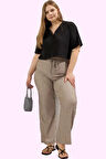Kadın Dokulu Büyük Beden Pantolon Yüksek Bel Rahatlık Günlük Kullanım Yaz Aylarının Vazgeçilmezi