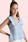 Kadın Yazlık Ekose Desenli Kolsuz Bluz Rahat Kalıp Günlük Kombin Yaz Aylarının Vazgeçilmezi