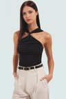 Basic Kolsuz Örme Bluz V Yaka Fitted Kalıp Günlük Kullanım Profesyonel Görünüm