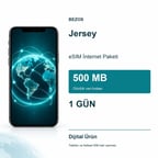 Jersey eSIM İnternet Paketi Günlük 500 MB 1 Gün