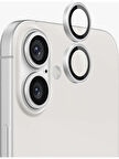 iPhone 16 / 16 Plus Kamera Lens Koruyucu ''Safir Cam & Kolay Kurulum'' (Beyaz)