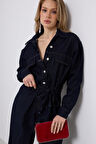 Düğme Detaylı Denim Tulum