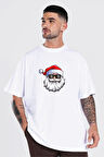 Gözlüklü Noel Baba T-shirt - Beyaz