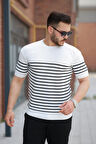 Erkek çizgi Desenli Bisiklet Yaka Kısa Kollu T-sihrt