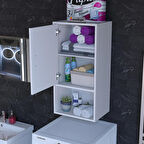 Modilayn Şile Asma Dolap 50 x 88,4 x 32,5 cm Tek Kapaklı 3 Gözlü Makine Üstü Dolap Çamaşır Makinesi Üstü Dolabı 