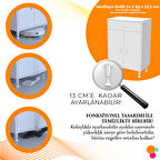 Modilayn 54 x 80 x 32.5 cm 2 Kapaklı Tek Çekmeceli Mutfak Dolabı Çok Amaçlı Banyo Dolabı