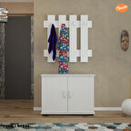 Modilayn ARD-116 70X70 cm Askılık Ayakkabılık Antre Dolabı Çok Amaçlı Dolap Portmanto Ayakkabılık-Beyaz