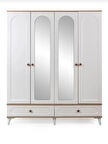 EVİMŞAH BOHEM 4 KAPAKLI AYNALI MEMBRAN CEVİZ / BEYAZ DOLAP